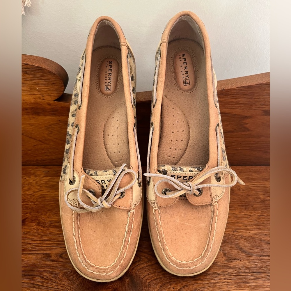 Sperry Tan Leopard Trim Women's Shoes
